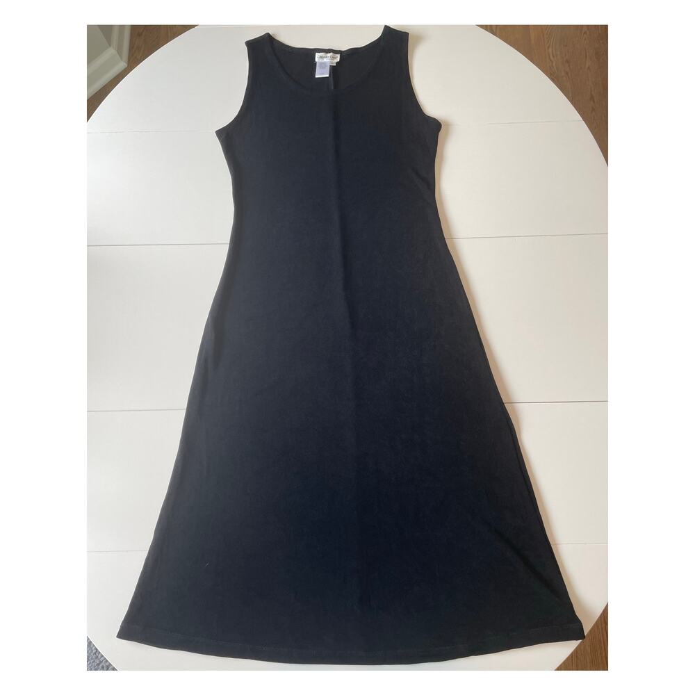 Coldwater Creek Black Slinky Maxi Dress Sz PL Sleeveless Minimalist Travel - Picture 4 of 8